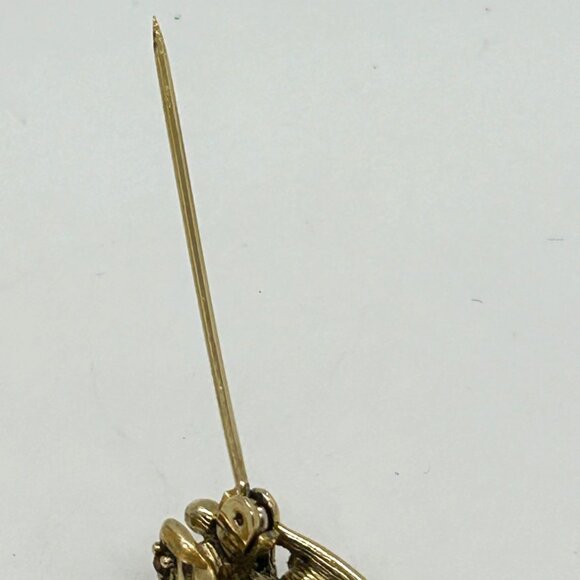 Liz Claiborne Vintage Rosebud Brooch Gold-tone Rhinestones in Original Box - Picture 12 of 16